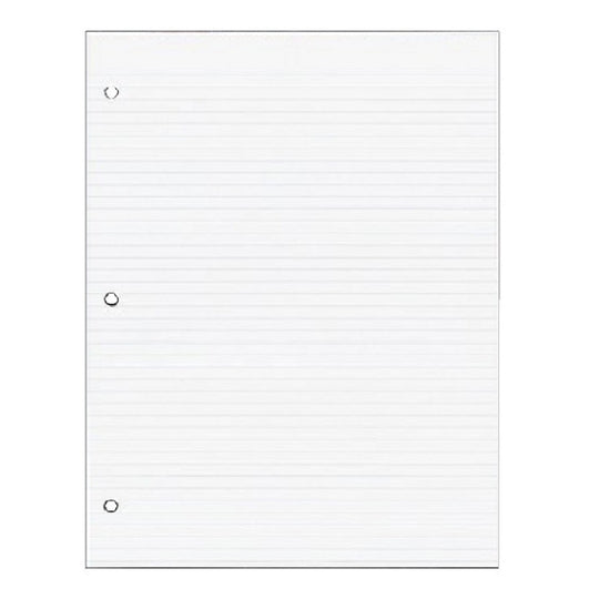 LOOSE-LEAF PAPER, RULED, 3-RING, HOLES 4-1/4" APART, WHITE  BX