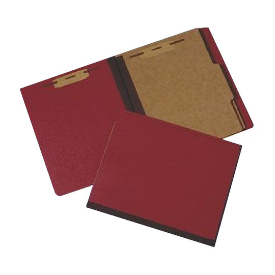 PRESSBOARD CLASSIFICATION FILE FOLDER, LEGAL, 1/3 CUT, 2 DIVIDERS, 6 PART - EARTH RED