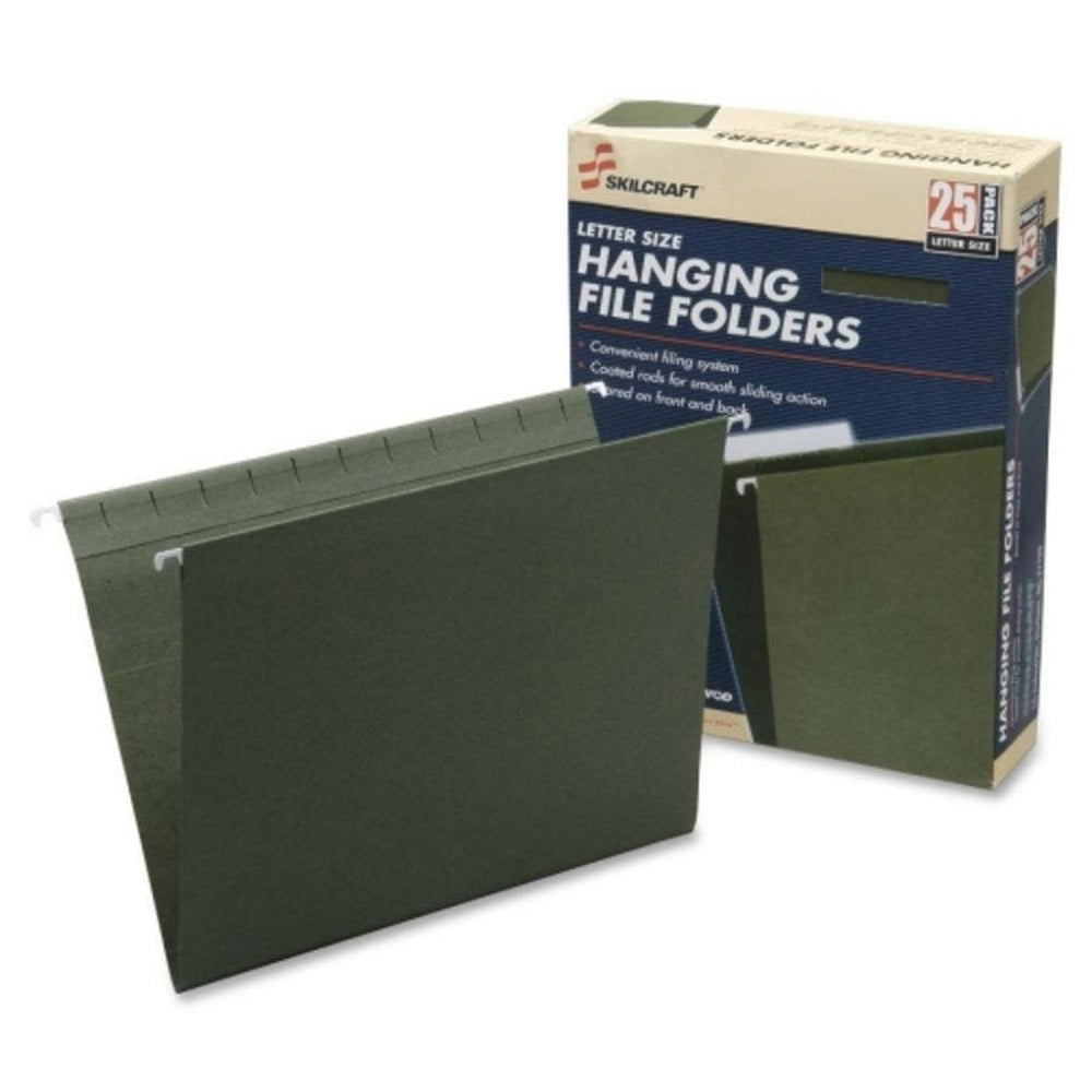 HANGING FILE FOLDER, LETTER SIZE, 1/5 CUT TOP TABS, GREEN