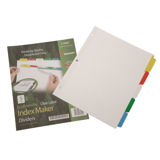 INDEX DIVIDER MAKERS, 5-TAB, BLANK TABS, LETTER, ASSORTED