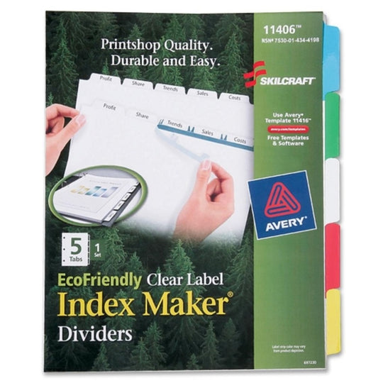 INDEX DIVIDER MAKERS, 5-TAB, BLANK TABS, LETTER, ASSORTED