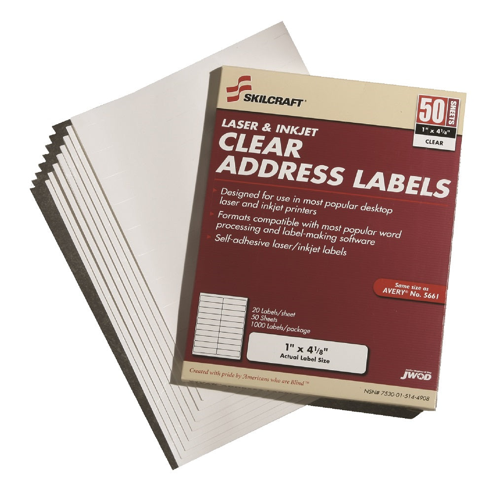 ADDRESS LABELS, LASER AND INKJET, CLEAR