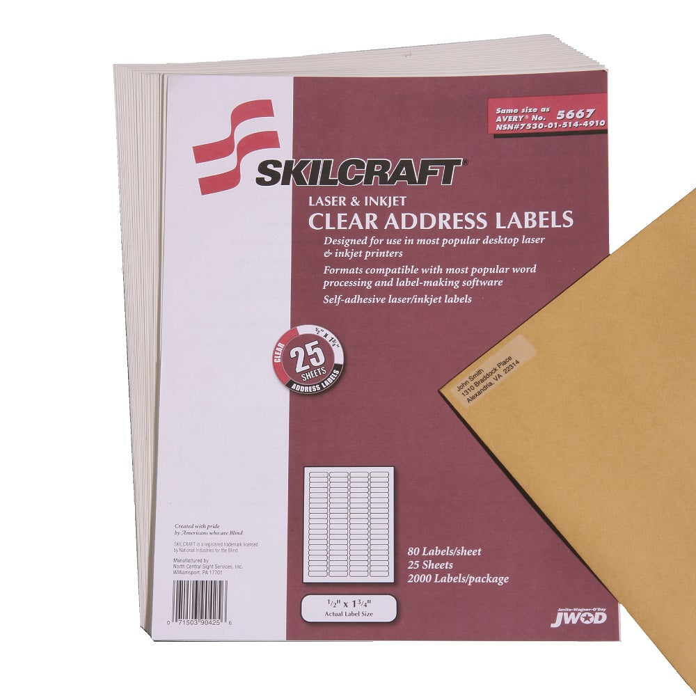 ADDRESS LABELS, LASER AND INKJET, CLEAR CS