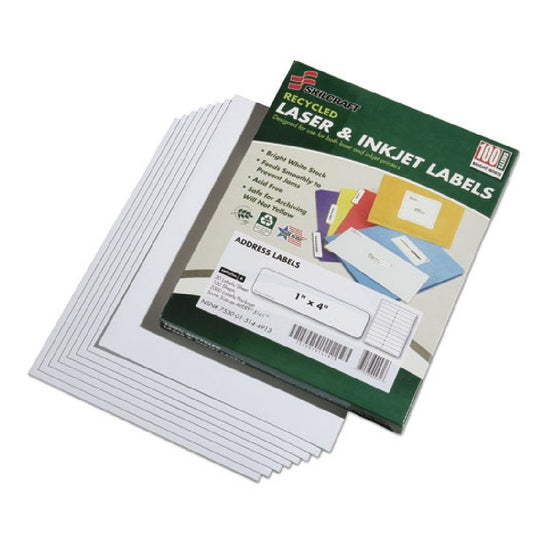 RECYCLED LASER/INKJET ADDRESS & SHIPPING LABELS, WHITE BX