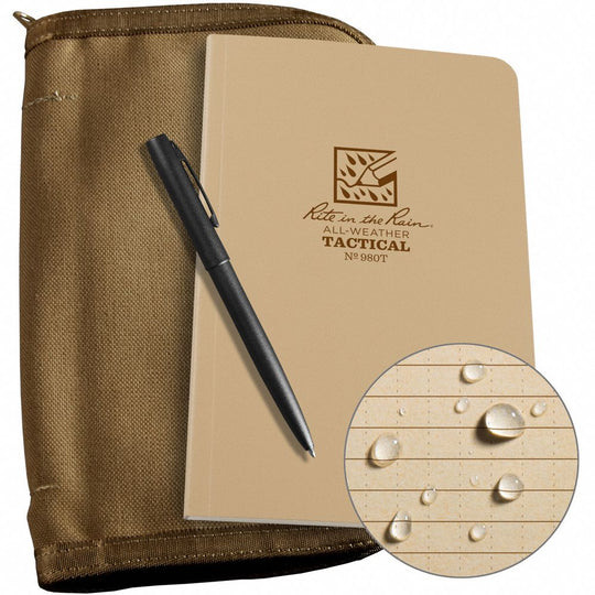 Rite in the Rain Universal Kit, Tan Cordura Fabric Cover, Field Book, Pen, 160 Pages, 4.25" x 7.25", Tan Paper