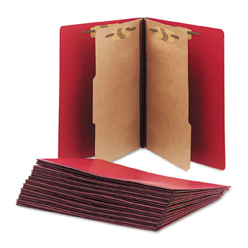 TOP TAB CLASSIFICATION FOLDERS, LETTER, 6-SECTION, DARK RED  PK