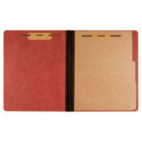 PRESSBOARD CLASSIFICATIN FOLDER, 1 DIVIDER, 4 PART, LEGAL, EARTH RED