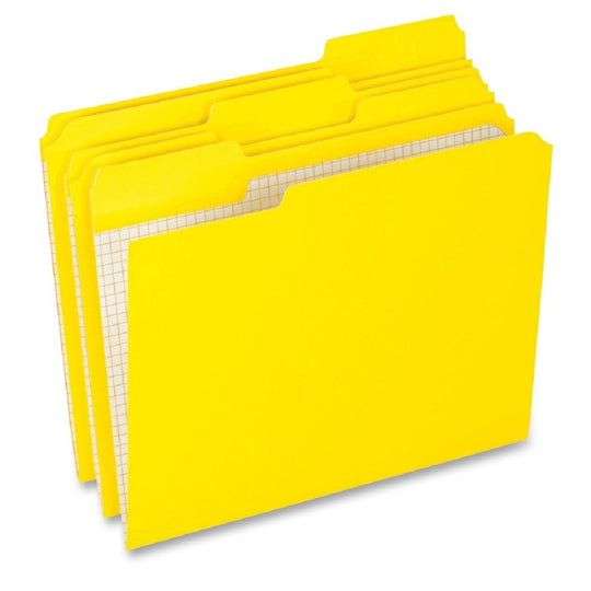 TOP TAB FILE FOLDER, LETTER, SINGLE PLY, RECYCLED, YELLOW