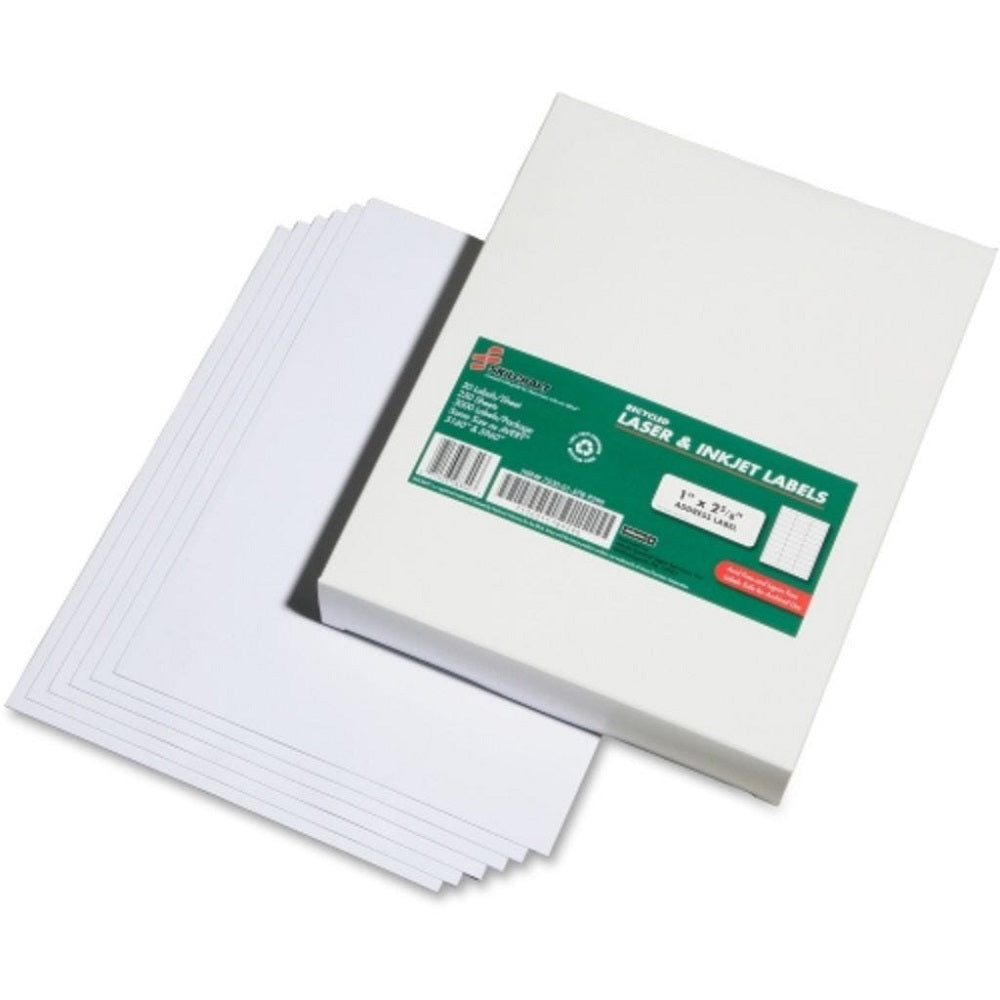 LASER AND INKJET, ADDRESS AND SHIPPING LABELS, 30 LABELS/SHEET, WHITE