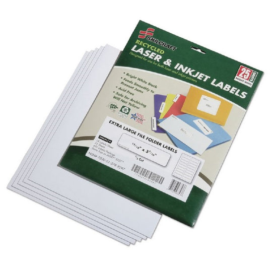 RECYCLED LASER AND INKJET LABELS, FILE FOLDER, WHITE