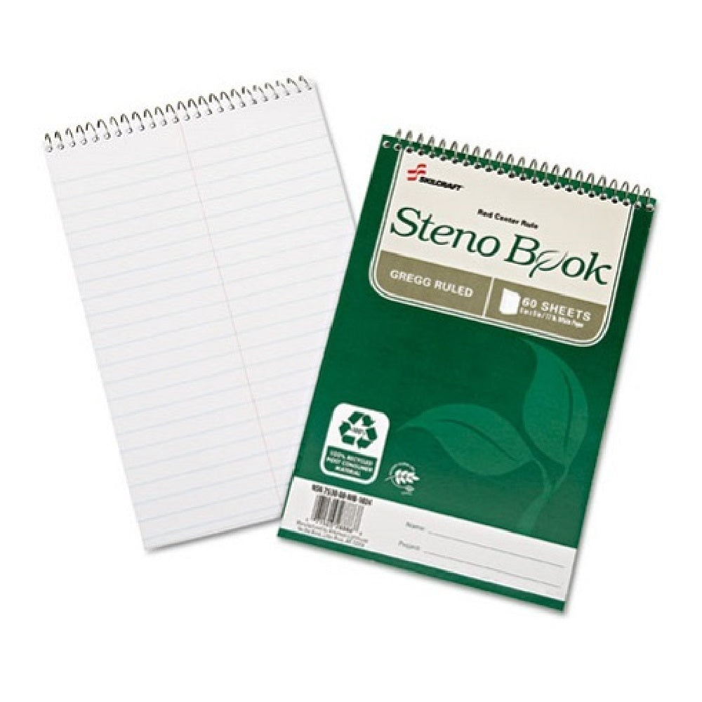 RECYCLED SPIRAL NOTEBOOKS / STENO PAD, GREGG RULE