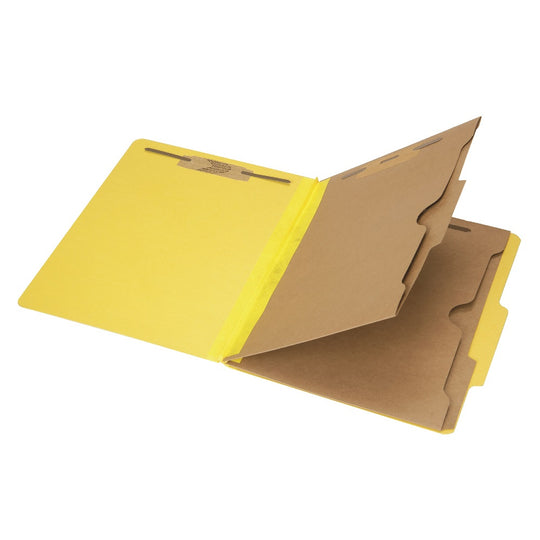 POCKET CLASSIFICATION FILE FOLDER, 2-DIVIDERS, YELLOW BX