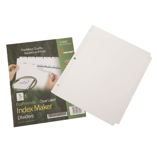 LABEL INDEX MAKER DIVIDERS, WHITE, 5 TAB SET