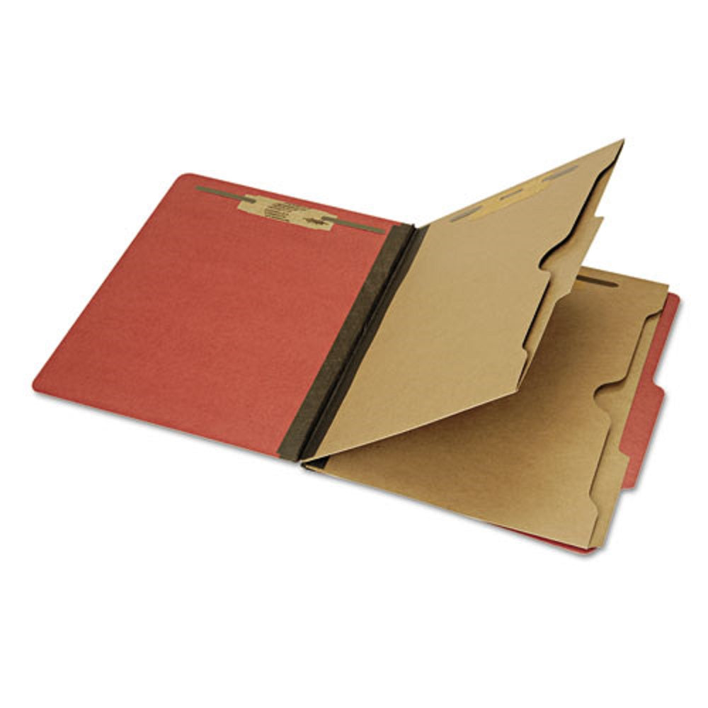 CLASSIFICATION POCKET FOLDER, 6-SECTION, LETTER SIZE, EARTH RED BX