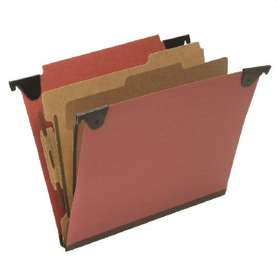 HANGING CLASSIFICATION FOLDERS, LETTER SIZE, 5 DIVIDERS, 2/5-CUT TAB - RED