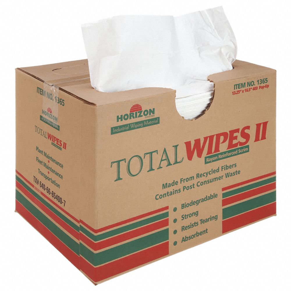 TOTAL WIPES II, 4-PLY MEDIUM DUTY CLEANING TOWEL, WHITE RYAON  BX