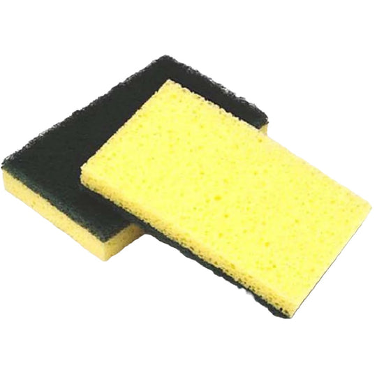 POLYESTER SPONGE SCRUBBER - WHITE AND YELLOW, 4 5/8" X 3"