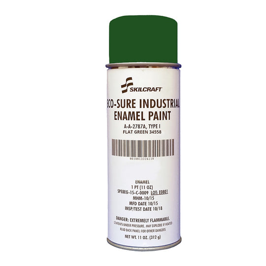 INDUSTRIAL ENAMEL AEROSOL PAINT, FLAT GREEN  34558