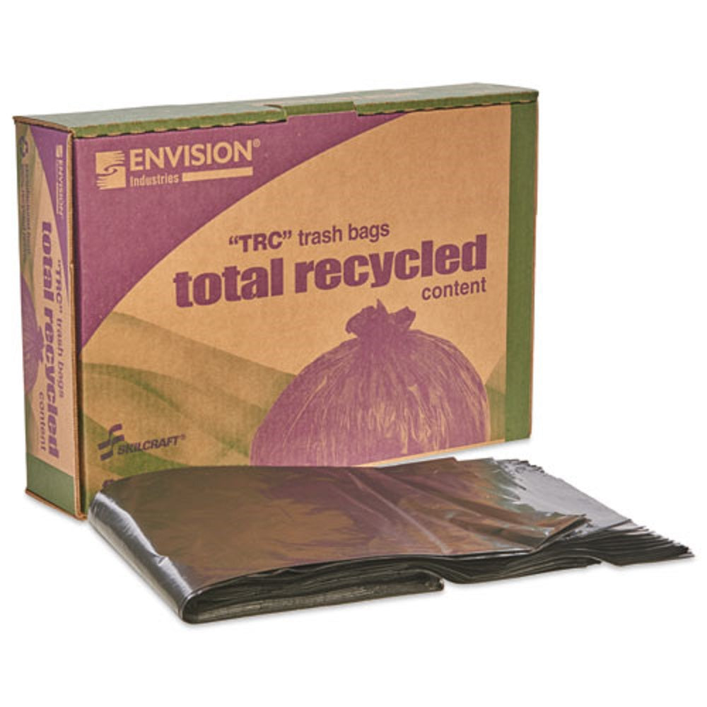 Stout 100% Recycled Plastic Garbage Bags 33gal 1.5mil, 33 x 40, Brown/Black - 100 count