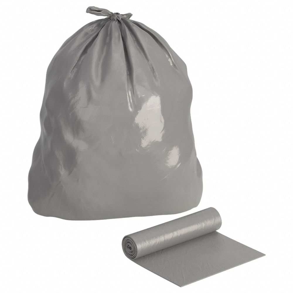 CORELESS ROLL CAN LINERS, HEAVY DUTY, GRAY  BX