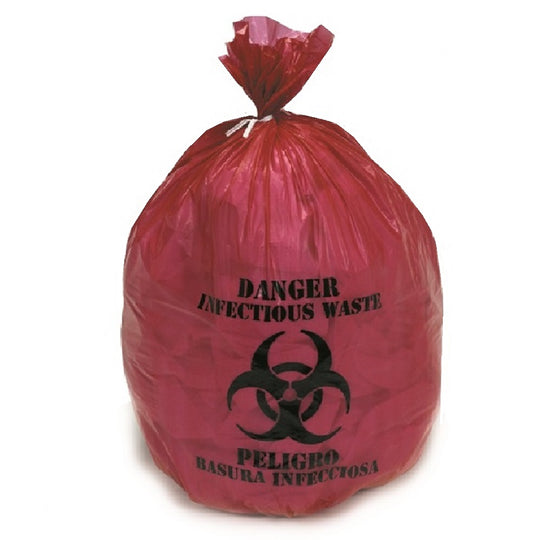 BIOHAZARD & HEALTHCARE CAN LINERS, 33 GALLON, RED  BX