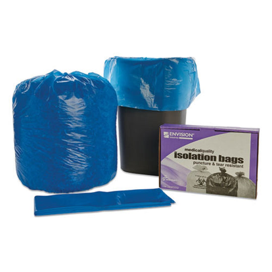 BIOHAZARD AND HEALTHCARE CAN LINERS, 33 GALLON, 1.2 mL, BLUE  BX