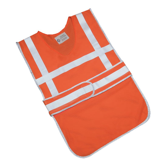 COMPLIANT SAFETY VEST, PULLOVER, OSFA, ORANGE/SILVER TRIM