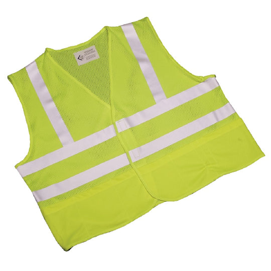 SAFETY VEST, YELLOW/LIME/SILVER TRIM, MEDIUM