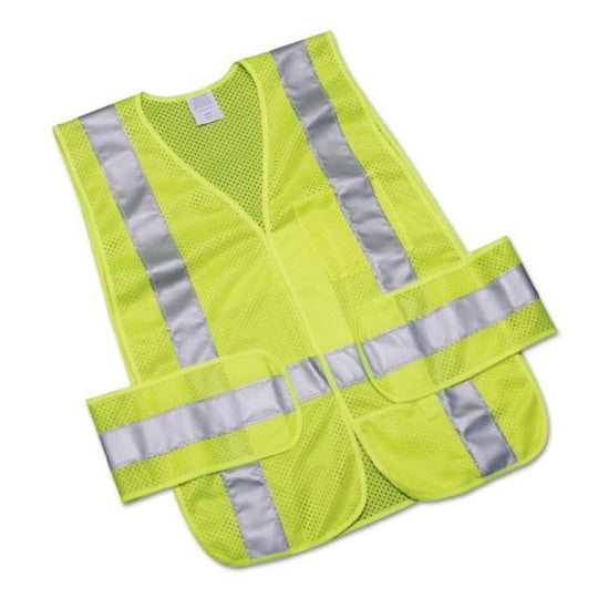 SAFETY VEST, LIME W/SILVER REFLECTIVE TRIM CS