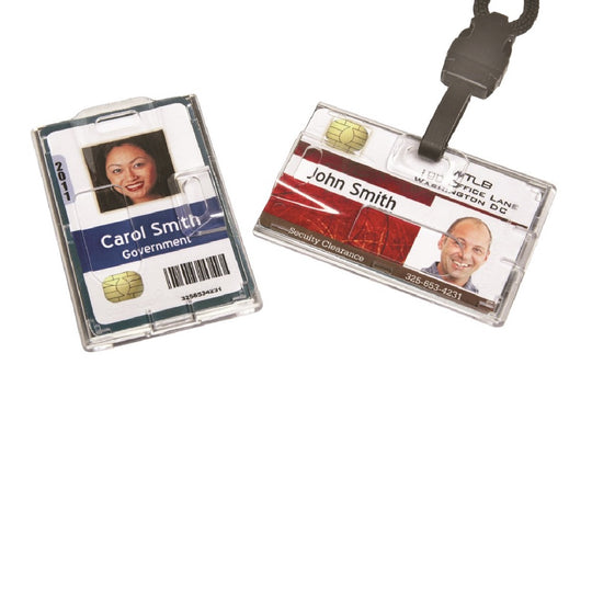 DUAL-SIDED NAME BADGE HOLDER, CLEAR BX