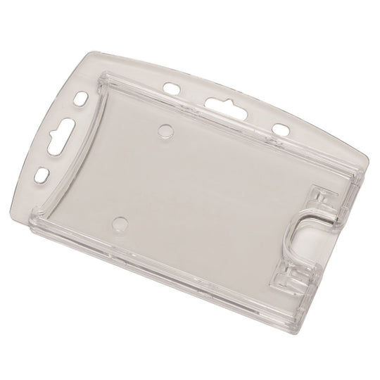 ID CARD HOLDER, DUAL CARDS, RIGID PLASTIC, HORIZONTAL/VERTICAL, CLEAR