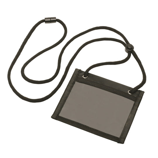 CREDENTIAL HOLDER, HORIZONTAL, CORD LANYARD - BLACK