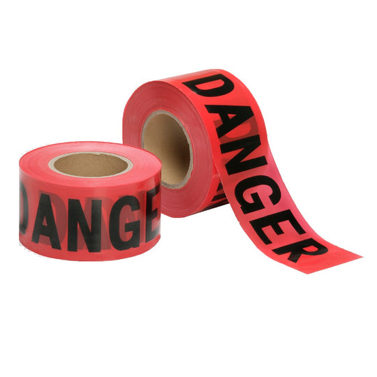 BARRICADE TAPE - DANGER - ECONOMY GRADE, 2 mL THICK - RED