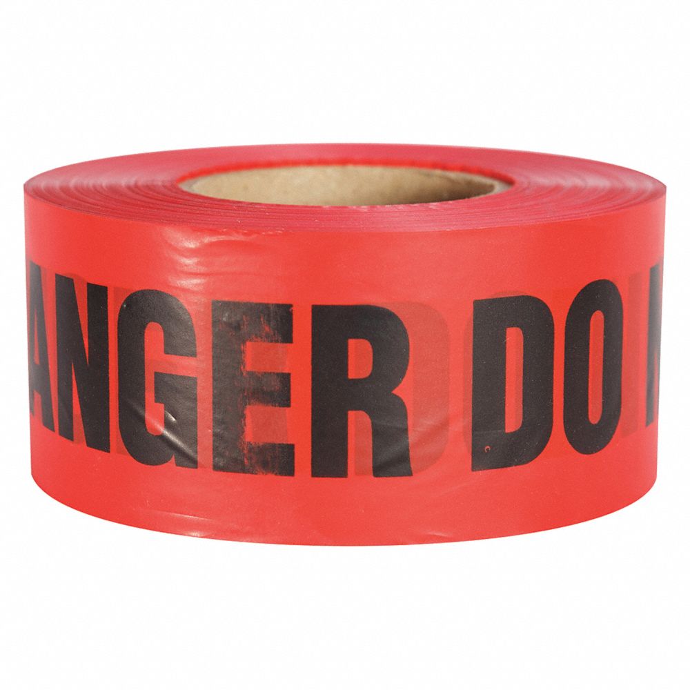 BARRICADE TAPE - DANGER - ECONOMY GRADE, 2 mL THICK - RED