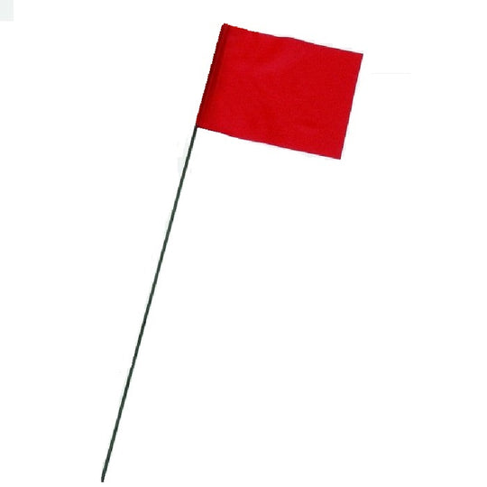 WIRE STAFF MARKING FLAGS - 4" x 5" - RED