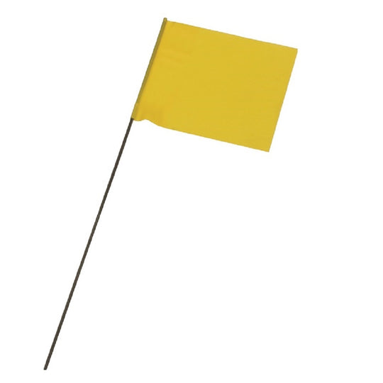 WIRE STAFF MARKING FLAGS, 4" x 5", YELLOW