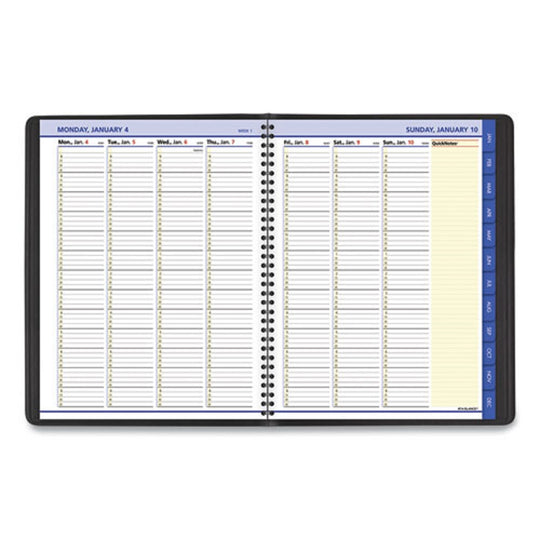 QUICKNOTES WEEKLY VERTICAL COLUMN FORMAT APPOINTMENT BOOK - BLACK COVER - 12 MONTH (JAN to DEC) 2022