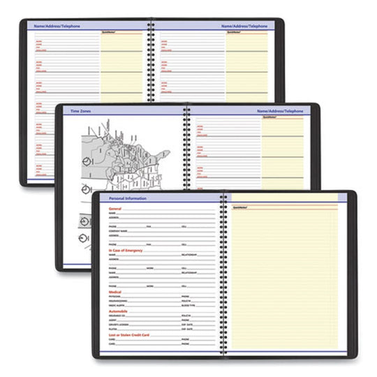 QUICKNOTES WEEKLY VERTICAL COLUMN FORMAT APPOINTMENT BOOK - BLACK COVER - 12 MONTH (JAN to DEC) 2022