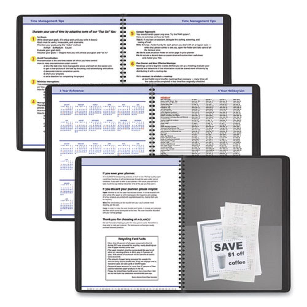 QUICKNOTES WEEKLY VERTICAL COLUMN FORMAT APPOINTMENT BOOK - BLACK COVER - 12 MONTH (JAN to DEC) 2022