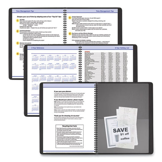 QUICKNOTES WEEKLY VERTICAL COLUMN FORMAT APPOINTMENT BOOK - BLACK COVER - 12 MONTH (JAN to DEC) 2022