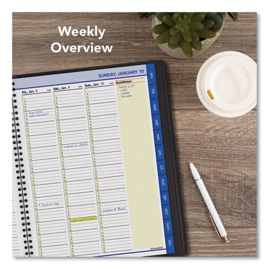 QUICKNOTES WEEKLY VERTICAL COLUMN FORMAT APPOINTMENT BOOK - BLACK COVER - 12 MONTH (JAN to DEC) 2022