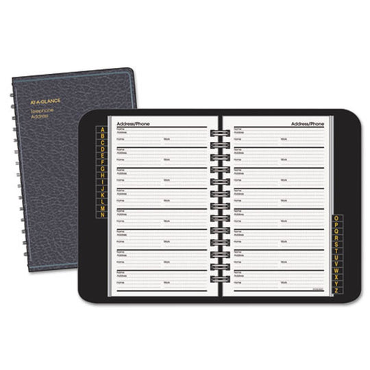 TELEPHONE/ADDRESS BOOK, SIMULATED LEATHER - BLACK