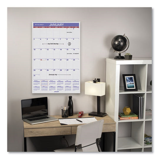 MONTHLY WALL CALENDAR W/RULED DAILY BLOCKS - 2023