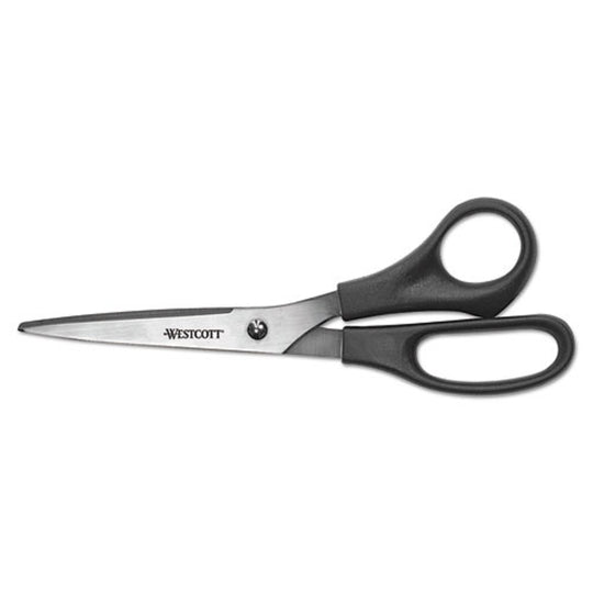 WESTCOTT® ALL PURPOSE STAINLESS STEEL SCISSORS - BLACK STRAIGHT HANDLE