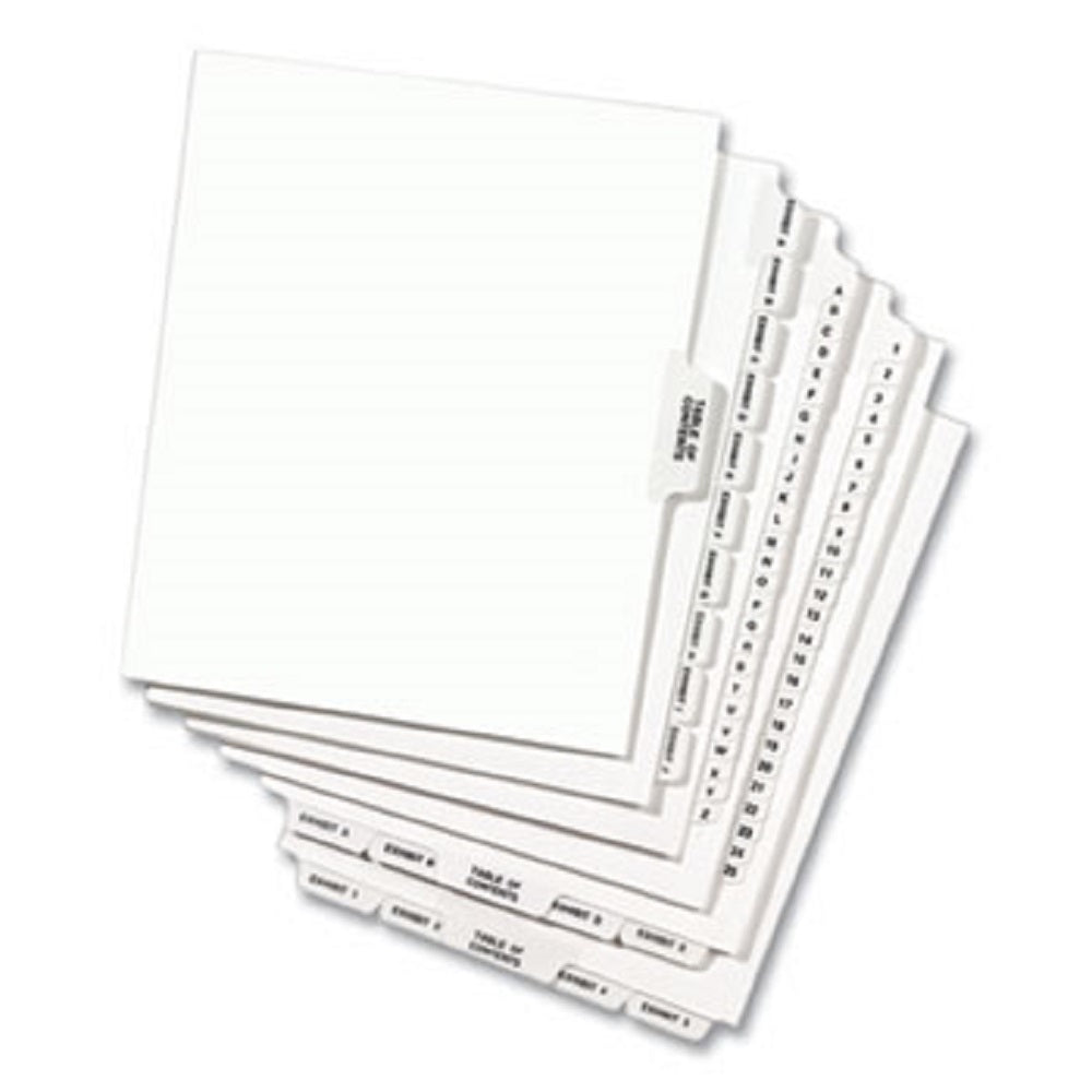 PREPRINTED LEGAL EXHIBIT SIDE TAB INDEX DIVIDERS, AVERY STYLE, 10 TAB - WHITE