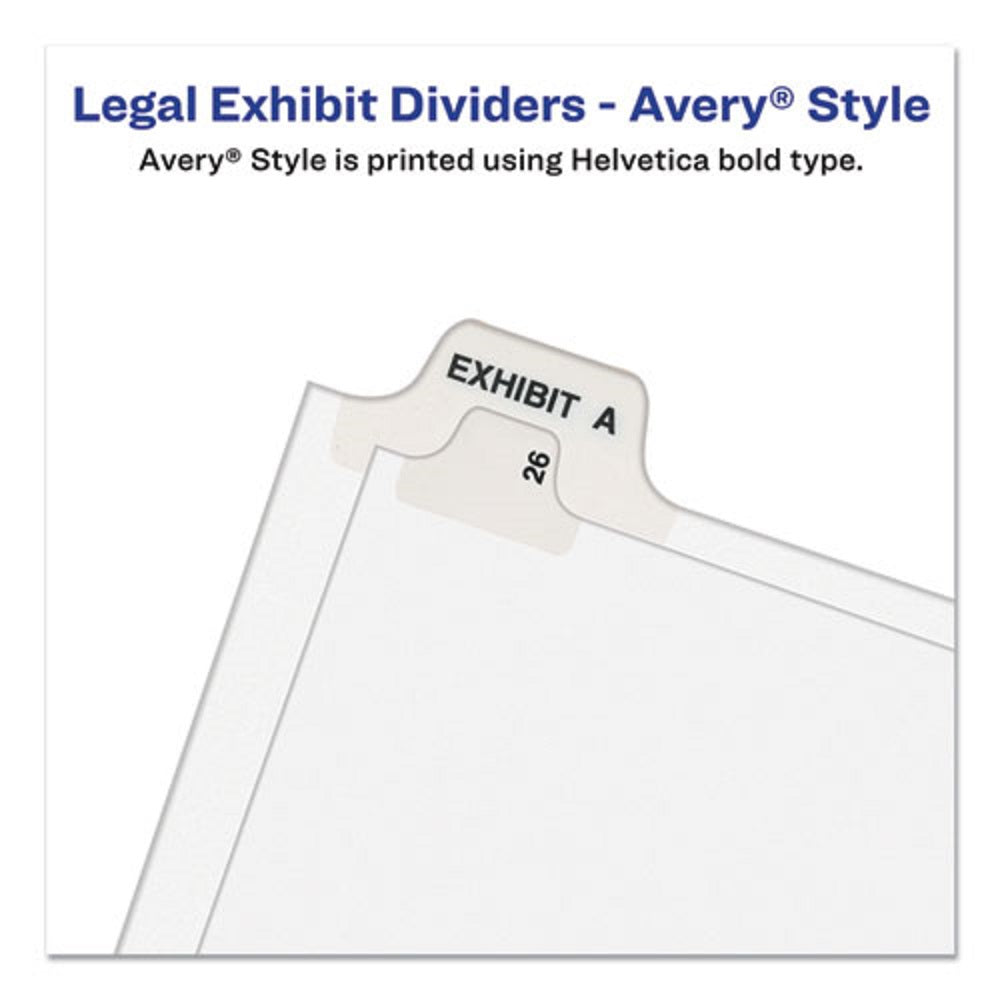 PREPRINTED LEGAL EXHIBIT SIDE TAB INDEX DIVIDERS, AVERY STYLE, 25 TAB - WHITE