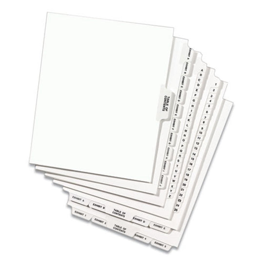 PREPRINTED LEGAL EXHIBIT SIDE TAB INDEX DIVIDERS, AVERY STYLE, 25 TAB - WHITE