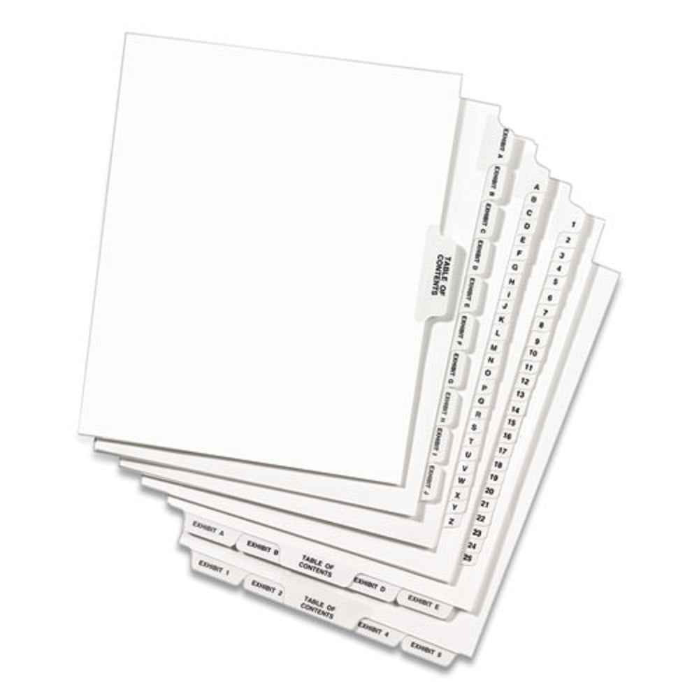 PREPRINTED LEGAL EXHIBIT SIDE TAB INDEX DIVIDER - WHITE