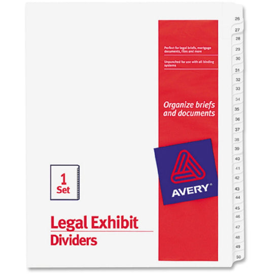 PREPRINTED LEGAL EXHIBIT SIDE TAB INDEX DIVIDERS, ALLSTATE STYLE - WHITE