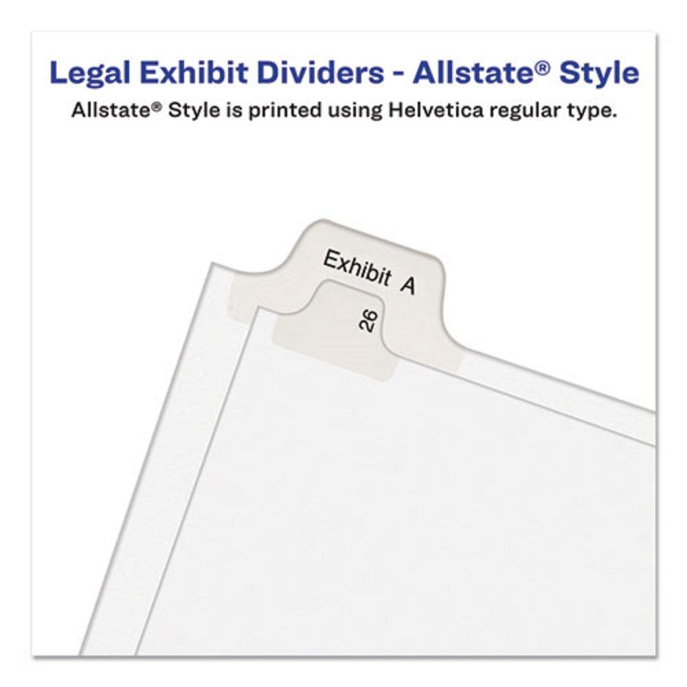 PREPRINTED LEGAL EXHIBIT SIDE TAB INDEX DIVIDERS, ALLSTATE STYLE, 25 TAB - WHITE